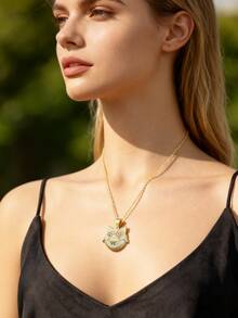 Colar Pingente de Hip Hop Corrente de Hip Hop Colar com Pingente Banhado a Ouro 14K, Fantasia de Hip Hop, Para Adolescentes