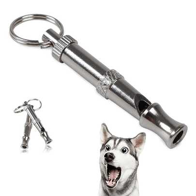 Silent Dog Whistle To Stop Barking - Ultrasonic Adjustable Pitch Pet Training Tool With Keychain, No Battery Needed (Silver)