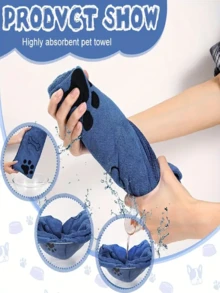 1 pieza Toalla de baño y limpieza para mascotas, nueva toalla de baño para mascotas, de secado rápido y súper absorbente, con decoración bordada, hecha de microfibra, adecuada para el baño y el secado de mascotas