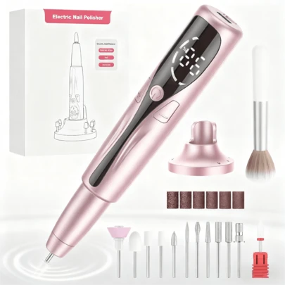 Professional Nail Drill Machine, Electric Nail Drill With Multifunctional Charging Dock, Rechargeable Lightweight & Portable Electric Nail File For Acrylic And Gel Nails, Rose Gold