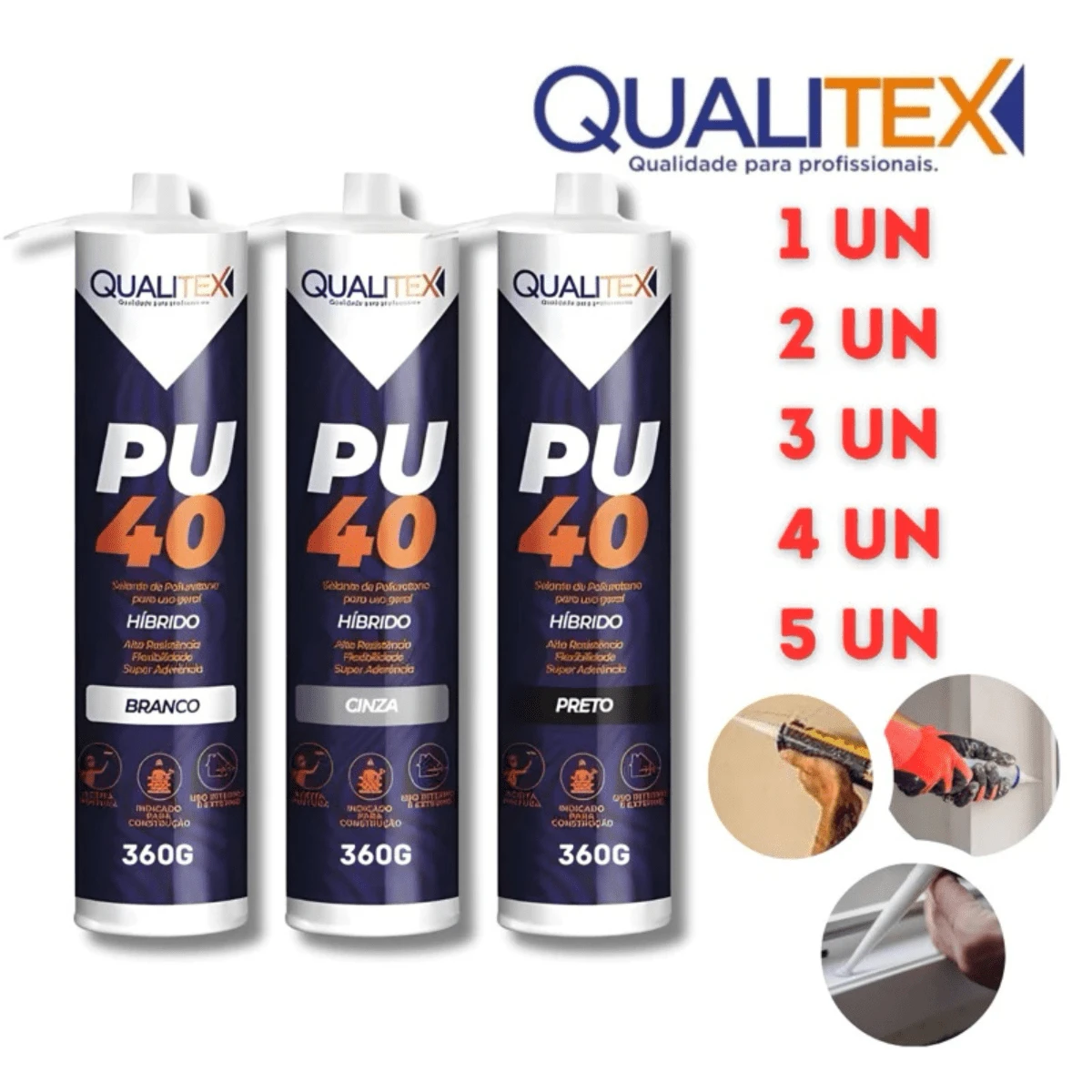 PU40 Sealant Glue White/Black/Gray 360g PU 40 Polyurethane Adhesive Qualitex Pu 40 Glue Trinca Glue - Xám - Xem 1