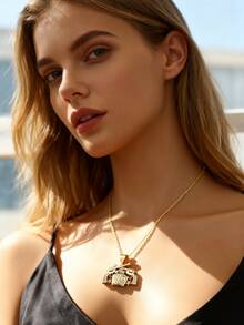 [Colar Banhado a Ouro] Colar Pingente de Arma Banhado a Ouro de Cobre para Homens | Joia de Pescoço Punk Unissex para Mulheres e Homens, Zircônia Sintética