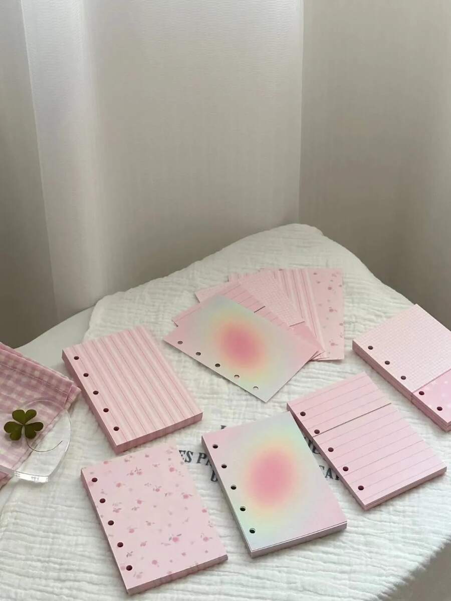 The Same Dopamine Color M5 Notebook Page Small Fresh Girl Heart Loose Leaf Notebook Material Sticky Notes - Girly Pink M5 Inner Page [5 Styles, 10 Sheets Each] - View 1