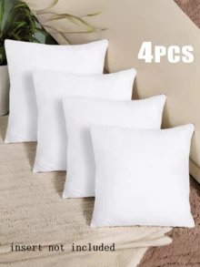 4pcs Modern White Decorative Pillow Covers With Zipper Closure - Machine Washable Polyester, Contemporary Design For Home, Car, Bedroom, Office | Minimalist Decorative Pillow Cover,(No Pillow Core) - White - View 1