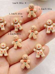 20 świątecznych ozdób do paznokci w kształcie piernikowego ludzika, żywiczne ozdoby wiszące, płaskie miniaturowe figurki, idealne do scrapbookingu, zdobienia paznokci i biżuterii. Świąteczne zdobienia paznokci DIY, prezent świąteczny DIY, uniwersalne akcesoria w kształcie piernikowego ludzika. Idealne na prezenty świąteczne. Idealne na śluby, urodziny mamy, wypady na plażę i inne okazje. Paznokcie Akcesoria do paznokci - Wielokolorowe - Zobacz 5