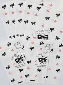 50 pièces Sacs cadeaux en papier de 4,7 x 6,7 pouces, sacs cadeaux avec motif nœud et cœur, sacs cadeaux épais et de qualité supérieure, sacs de rangement pour cadeaux mignons et de dessin animé, sacs cadeaux pour accessoires, convenant pour les sacs cadeaux faits maison, l'emballage de Noël, la Saint-Valentin, les bonbons, les mariages, les anniversaires et les fêtes.