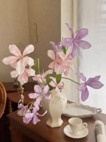 1/3支人造丝兰花玫瑰花束，适用于家居、房间、办公室、书桌、花瓶、花园、婚礼装饰 - 彩色 - 查看 6