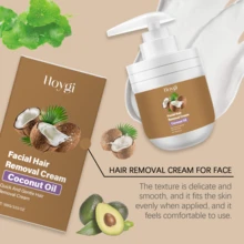 Hoygi Coconut Facial Hair Removal Cream - Gentle Depilatory For Upper Lip Chin Hair, Painless Shaving Soften, Inhibit Hair Growth, Not Damaging & No Irritation, Sensitive Skin Formula Facial Legs Armpits Arms Depilation Lotion For Women & Men - 白色 - 查看 9