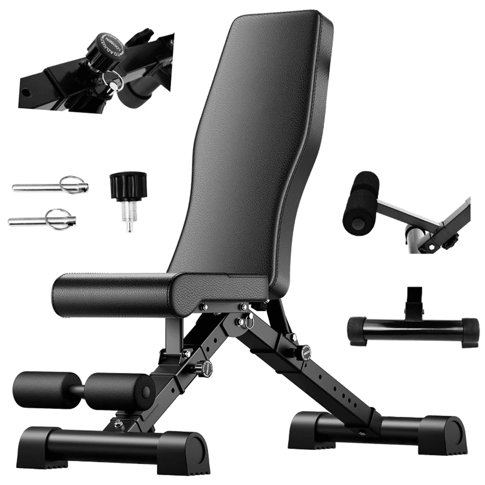 Weight Bench Home Gym Equipment ,Basic Weight Bench For Home Gym, Adjustable Workout Bench With 8 Backrests, 1000LBS Weight Capacity For Bench Exercise, Foldable Workout Weight Bench Press For Full Body Strength Training,Maximum Weight 1000 Lbs - Black - View 1