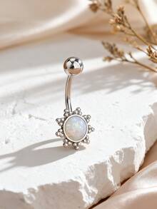 1 件可爱向日葵仿蛋白石肚脐穿孔环