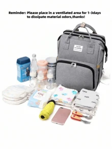 1 件时尚妈咪包，可折叠婴儿床，大容量尿布包，奶瓶和玩具收纳包，背包