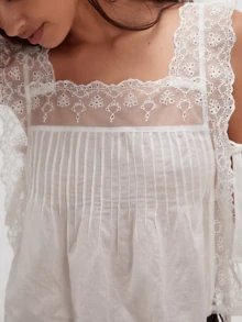 Women's Crop Tank Tops Loose Fit Side Bow Tie Stylish Solid Lace Sleeveless Vest For Summer - White - View 3