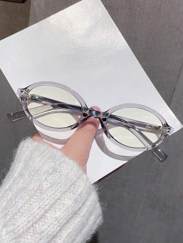 1 Paar Damen Brillen in hellem Grau mit ovalem Design, transparente Qualität, schmeichelhaft für das Gesicht, geeignet für den täglichen Gebrauch, Arbeit, Schule und grundlegende Outfits