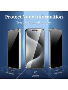 Yezodawee 6 Pcs Set Screen Protector Set Compatible With Apple Models Anti-Peeping Screen Tempered Film 3 Pieces + 3D Lens Protector 3 Pieces 1:1 HD Picture Quality Anti-Scratch And Not Easy To Break Durable Applicable Compatible With Apple X/XR/11/12/13/14/1516/16pro/16plus/16pro Max/16e/17/17 Air/17 Pro/17 Pro Max Full Series