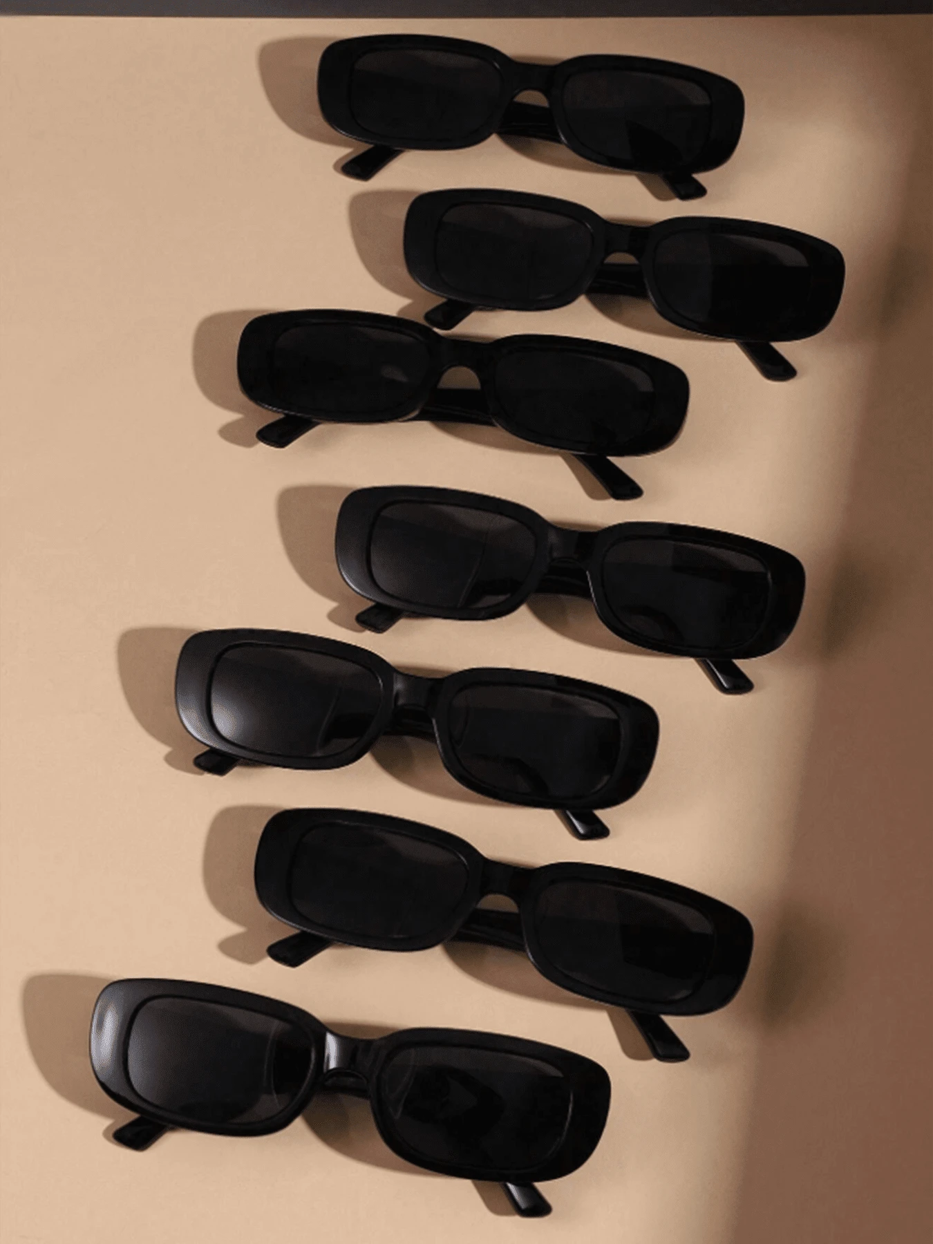 7pcs Y2K Square Cute Retro Fashion Glasses - Black - View 1