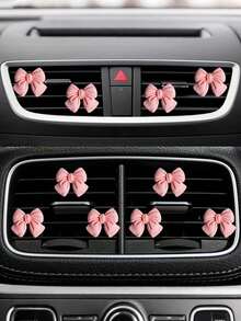 3/4/6pcs Pink Bow Car Interior Cute Car Interior Accessories ,Car Air Conditioning Vent Decorative Clip, Bow Car Air Vent Decorative Clip,Cute Air Freshener Holder For Car AC Vents, Fashionable Car Interior Accessories For Women,Girly Dashboard Decor