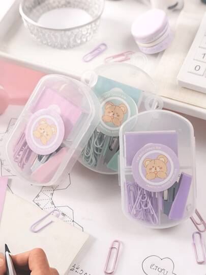 1 peça mini grampeador portátil Morandi máquina de encadernação colorida grampeador de metal com grampeador papelaria conjunto de grampeador material escolar (etiquetas aleatórias e não fixas)