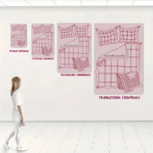 1 pieza Impresión "Cinco minutos talla grande", Impresión de pared sobre la cama, Impresión rosa "Quédate en la cama", Póster estético para dormitorio, Decoración de habitación universitaria femenina, Arte de pared para amantes del hogar, Sin marco - Artes de pared vintage sin marco