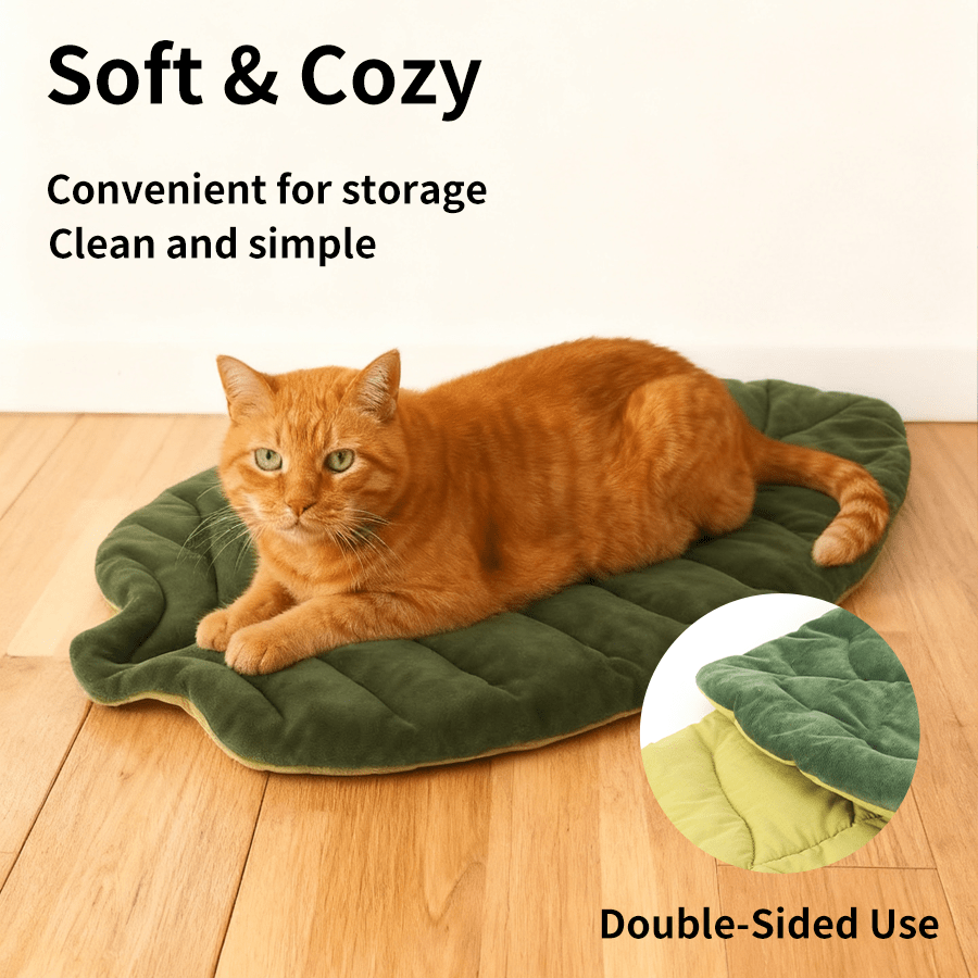 وسادة حيوانات أليفة بشكل ورقة، ناعمة ومريحة لقطط/كلاب، قابلة للعكس والطي، قابلة للغسل في الغسالة، مانعة للانزلاق، وسادة ديكور منزلي للحيوانات الأليفة