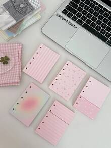 The Same Dopamine Color M5 Notebook Page Small Fresh Girl Heart Loose Leaf Notebook Material Sticky Notes - Girly Pink M5 Inner Page [5 Styles, 10 Sheets Each] - View 2