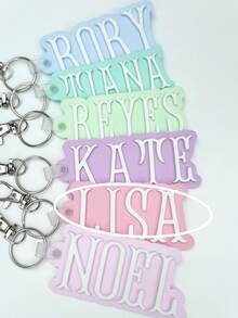 1pc Customized Acrylic Letter Name Keychain, Personalized Double-Layer Glitter Keychain, Colorful Backpack Pendant, Suitable For Bags, Water Bottles, Perfect Birthday Gift For Women And Family, Decorative Keychain, Fun Design, Charming Accessory, Cute Keychain - Steel Keychain + White Button - View 25