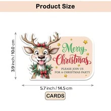 30 Piezas de Invitaciones de Navidad, Tarjetas de Invitación con Forma de Lindo Alce para Rellenar, Invitaciones para Fiesta de Cumpleaños de Navidad, Suministros Divertidos para Fiesta de Invierno para Familia y Amigos, Tarjeta de Navidad