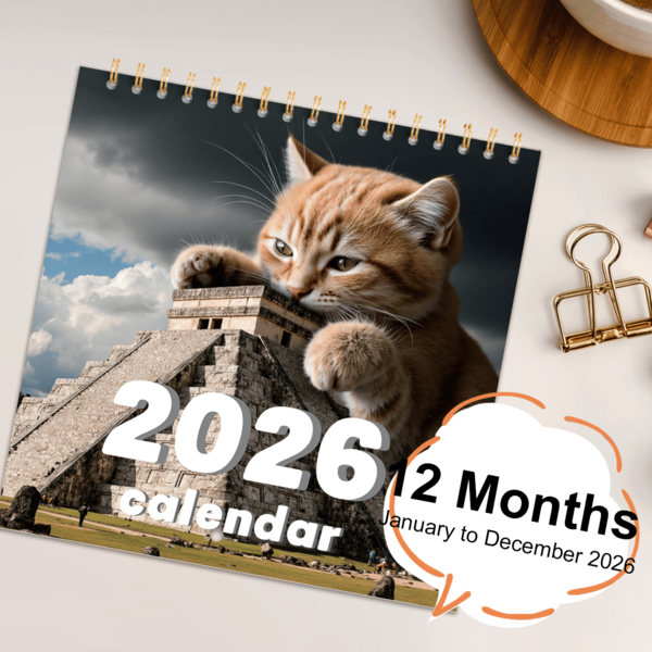 Neuer Abstrakt Haustier Magie Katzen Kalender 2026: Größe 20*20cm mit gestanztem goldfarbenem Metallring, niedliche Katzen Posen Fotos zum sofortigen Dahinschmelzen im Wohnzimmer, Schlafzimmer, Büro! 12 Seiten Perlmutt Material Kalender um das neue Jahr zu begrüßen! Geeignet für Katzenbesitzer, Büro, Zimmer, Wohnzimmer, Schlafzimmer Wandkalender.