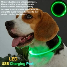 1 pieza Collar de mascota LED recargable de PVC, 3 modos de iluminación, visible por la noche para la de la mascota, adecuado para perros y gatos pequeños a grandes, collar festivo, longitud ajustable. Confirme que el tamaño del producto sea adecuado para el peso de su mascota para evitar daños.