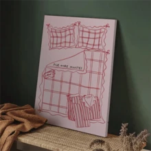 1 pieza Impresión "Cinco minutos talla grande", Impresión de pared sobre la cama, Impresión rosa "Quédate en la cama", Póster estético para dormitorio, Decoración de habitación universitaria femenina, Arte de pared para amantes del hogar, Sin marco - Artes de pared vintage sin marco