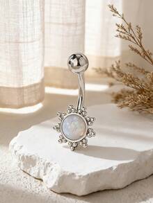 1 件可爱向日葵仿蛋白石肚脐穿孔环