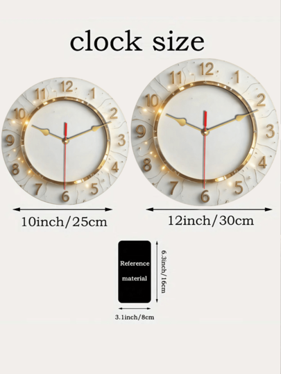 Pc Elegante Goud Frame 10 12 Inch Round Wand Klok Quiet, Easy To Install, Battery Operated (AA Batteries Not Included) Home, Studio, Kitchen, Bedroom, Garage, Concert Hall Living Room Home view 7