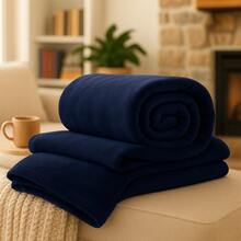Microfiber Blanket Double And Queen Size Anti-Allergic Soft Extra Soft Flannel - Màu xanh hải quân - Xem 1