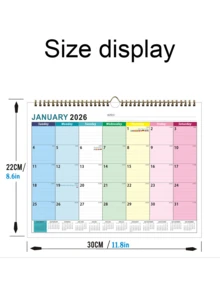 Calendario minimalista a gradiente di colori dal gennaio 2026 al giugno 2027, con un design fresco di fiori e alberi e un'ampia area di scrittura adatta per note, registrazioni e pianificazione di programmi, ideale per la casa e l'organizzazione. Carta spessa, spirale metallica rinforzata, design da appendere, minimalista ed elegante, aggiungendo un senso di design. - Pezzo unico - Visualizzare 8