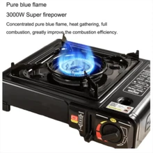 1pc 3000w Camping Stove Propane&Butane Windproof Fire Dual Fuel Brass  (Fuel Not Included),With A Carry Case,Build In Pressure Cartidge Ejection,Automatic Safety Shut Of Device,Simple And Quick Assembling,Large Sized Cooking, Can Hold 10 Inches Sized Cooking Pan,Rust-Resisstant Stainless Steel Burners, Easy Clean For Re-Use.  (Black) - màu đen - Xem 7