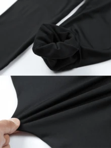 A Set Of Solid Color High-Neck Thermal Underwear For Women In Autumn And Winter. Fashionable Design, Close-Fitting, Cold-Resistant, Warm, Comfortable And Elastic. Black As A Gift For Autumn And Winter - màu đen - Xem 5