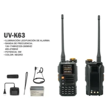 Baofeng K63 6W Powerful Tri-Band 1.25M VHF UHF FM Amateur Ham Two Way Radio Walkie Talkie - Negro - Ver 11