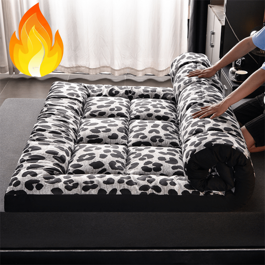 1PC Leopard Print Mattress Topper - Soft Breathable Orthopedic Mattress Protector, Foldable Floor Mat For Bedroom, Guest Room, Dorm, Apartment, Tatami, Hotel & Camping | Hot Pick