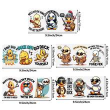 5pcs, Duck UV DTF Transfer Stickers, Glass/Drink Stickers For 16 Oz Cups, Self-Adhesive Cartoon Duck Graphics, Plastic Crystal Decorations, Cartoon Themed Decorative Stickers For DIY