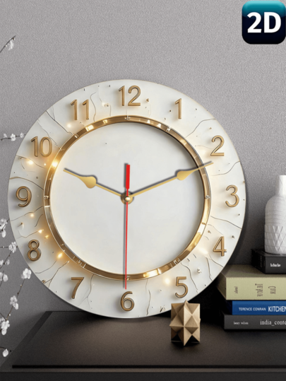 Pc Elegante Goud Frame 10 12 Inch Round Wand Klok Quiet, Easy To Install, Battery Operated (AA Batteries Not Included) Home, Studio, Kitchen, Bedroom, Garage, Concert Hall Living Room Home