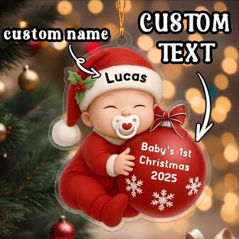 Personlig julgransprydnad för nyfödda, personligt namn, julgransdekoration för nyfödda, minnessak till nyfödda, julklapp till barn