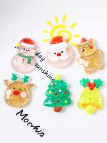 10/30pcs Random Assorted Shiny Sequin Santa Claus, Reindeer, Christmas Tree Resin Decor DIY Jewelry Accessories, Phone Case Decoration