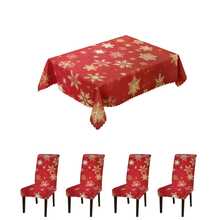 Set de fețe de masă și huse de scaun cu imprimeu digital decorativ cu model de fulgi de zăpadă de Crăciun 1/4/5/6/35 buc - Față de masă rezistentă la praf și lavabilă pentru mobilier de interior, potrivită pentru decorul sufrageriei interioare, reuniuni de familie, cadouri, petreceri de sărbători