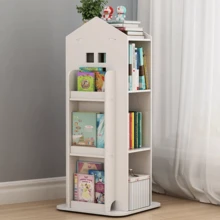 Lislark Free Standing Kids Rotating Bookshelf Castle Rack Display Bookcase Toys Storage Book Shelf - White - View 2