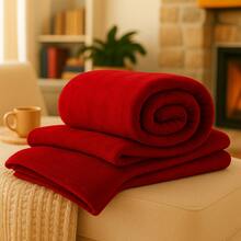 Microfiber Blanket Double And Queen Size Anti-Allergic Soft Extra Soft Flannel - 紅色 - 查看 1