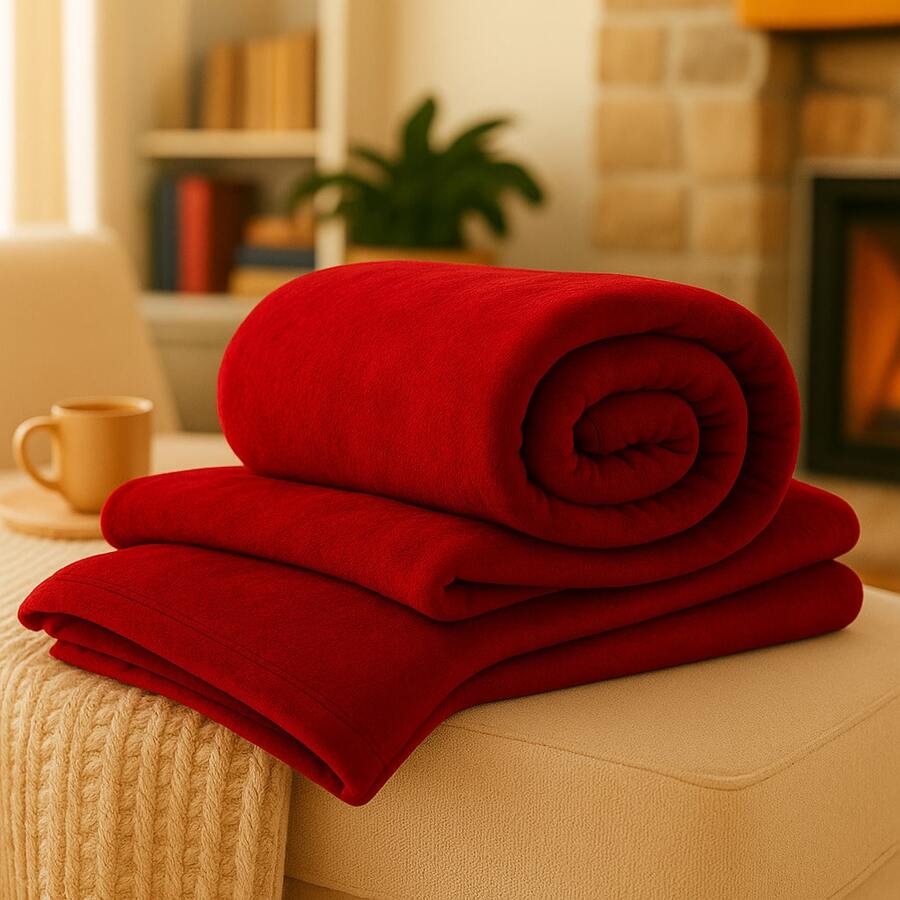 Microfiber Blanket Double And Queen Size Anti-Allergic Soft Extra Soft Flannel - 紅色 - 查看 1