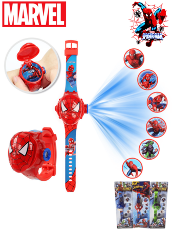 Marvel Marvel New Kids Projection Watch, Spiderman Cartoon Watch, Superhero Cartoon Children's Watch, Student Gift. Various Projection Patterns, Flip Cover Design, Fun Electronic Watch. Children's Gift. Exquisite Cardboard Packaging. Thousands Of Random Projection Patterns. Not Shown In The Image.