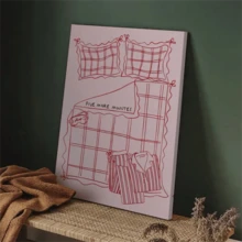 1 pieza Impresión "Cinco minutos talla grande", Impresión de pared sobre la cama, Impresión rosa "Quédate en la cama", Póster estético para dormitorio, Decoración de habitación universitaria femenina, Arte de pared para amantes del hogar, Sin marco - Artes de pared vintage sin marco