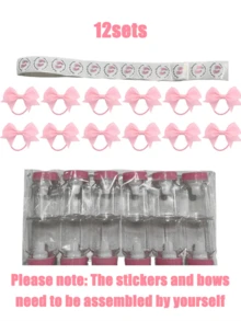 3.5英寸迷你奶瓶，适合婴儿派对游戏，塑料奶瓶配有感谢贴纸和蝴蝶结，可作为婴儿派对回礼，也可作为男宝宝糖果装饰。 - 粉色 - 查看 5