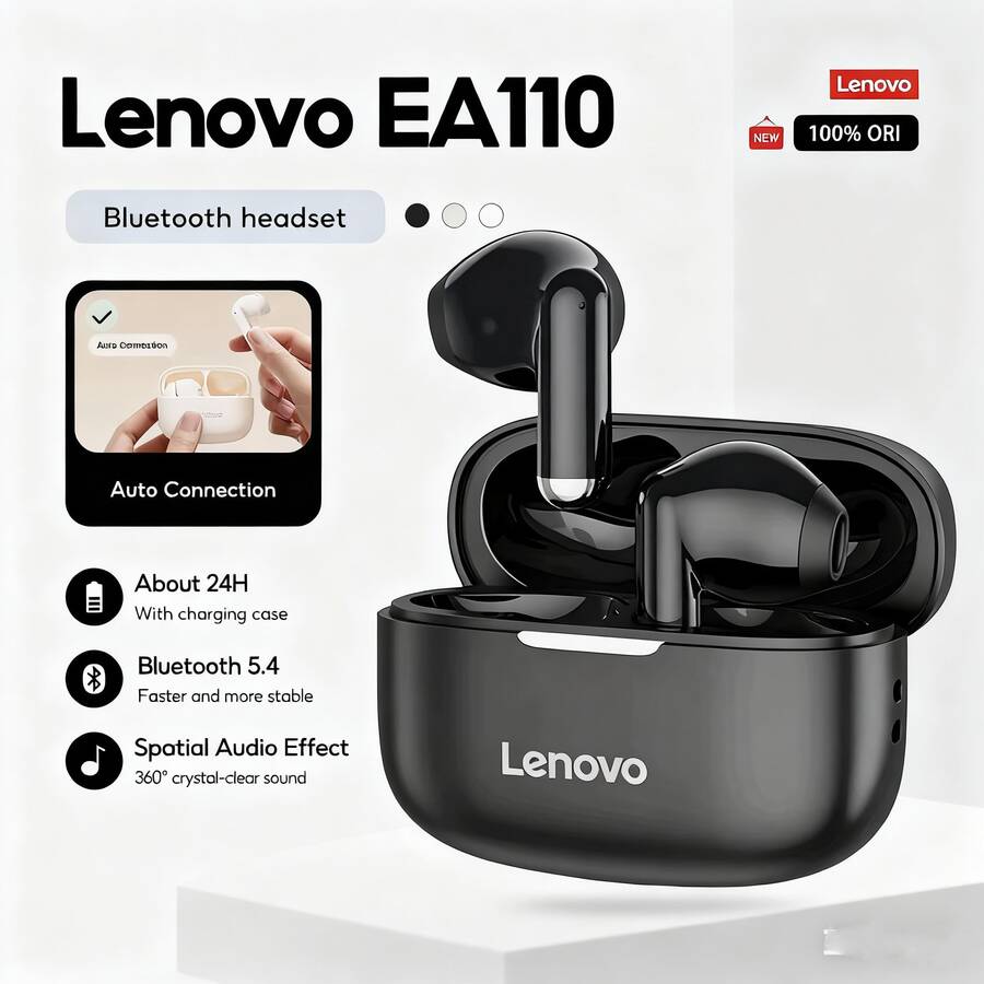 Lenovo Earbuds EA110 Bluetooth Wireless Earbuds TWS Mini Earphone Bluetooth 5.4 Touch Control Long Battery Life HD Voice With Mic - 均碼 - 查看 1