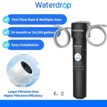 Waterdrop 15UA Under Sink Water Filter, 60K Liters High Capacity Water Filter System Direct Connect To Kitchen Faucet, Reduce, /, Lead, Chlorine, Bad Taste, NSF/ANSI 42 Certified,Replacement Filter (WD-RF15)